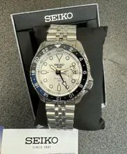 Seiko 5 Sports Automatic GMT Steel Band White Dial Watch SSK033 New Japan Made