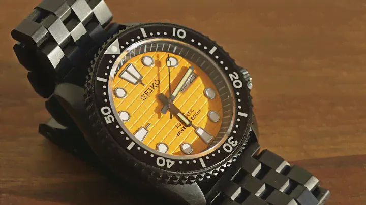 Custom Black SKX Watch  with Yellow Waffle Dial (Seiko NH36 movement)