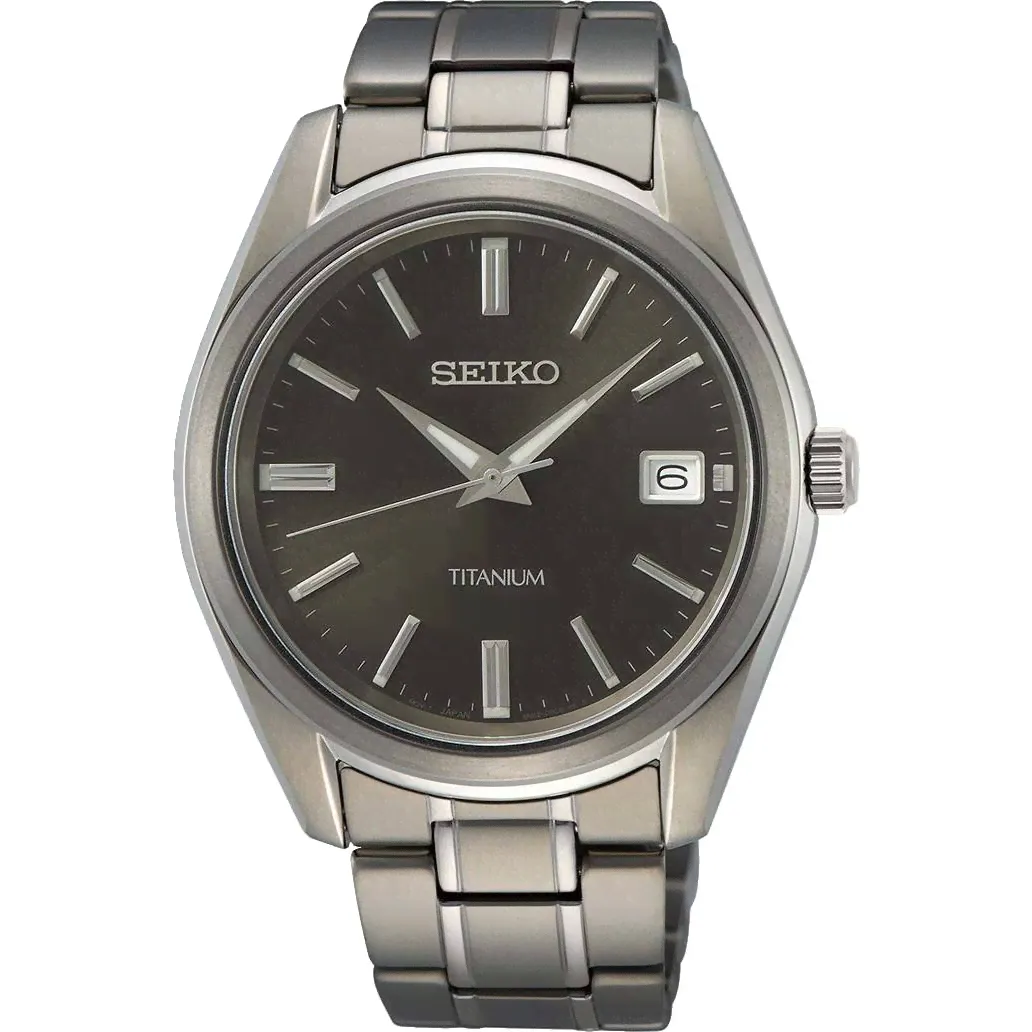 SEIKO SUR375P1 Men Quartz Titanium Case Sapphire Crystal date 10Bar SUR375-0