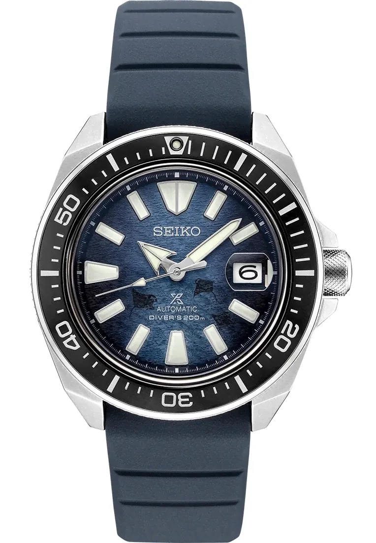 Seiko SE Save the Ocean Dark Manta Ray King Samurai Diver's Men's Rubber Strap Watch SRPF79K1-3