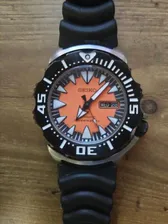Seiko SRP315 Orange Black Monster Automatic Prospex Divers 200m watch .15
