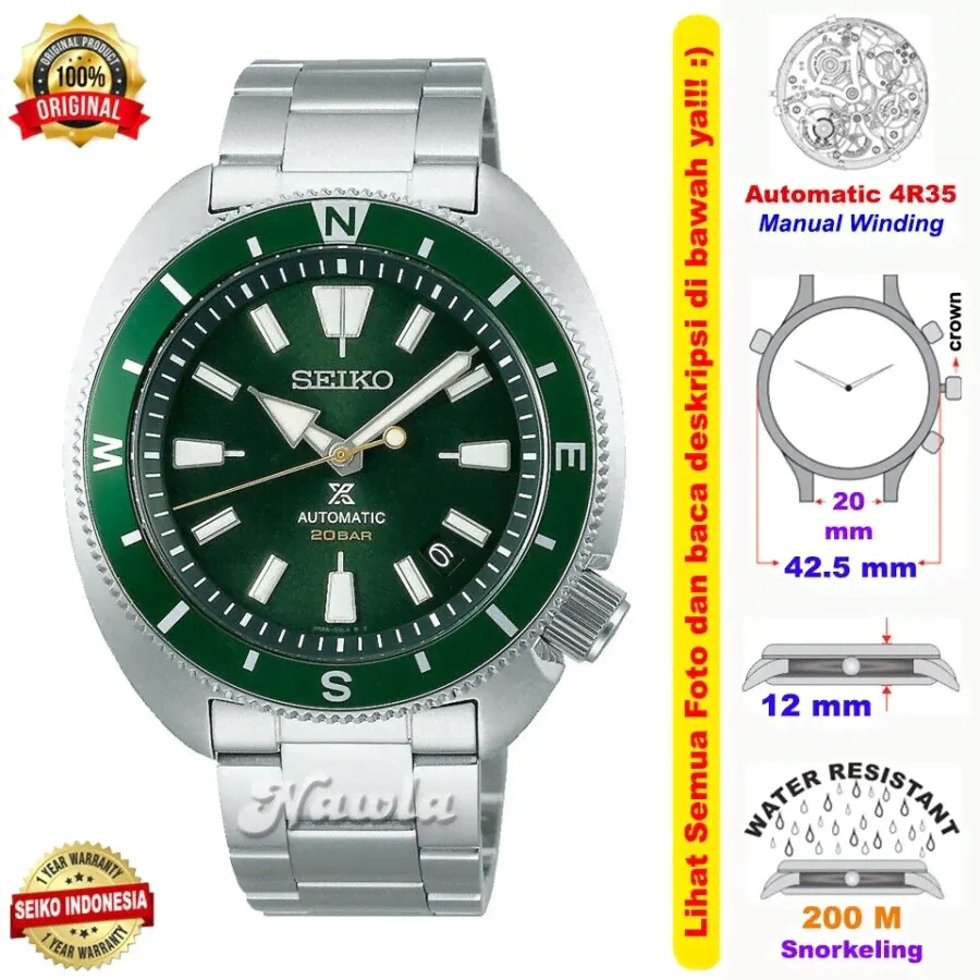 Brand New Seiko Prospex SRPH15K1 Green Tortoise Automatic HULK Sapphire Green